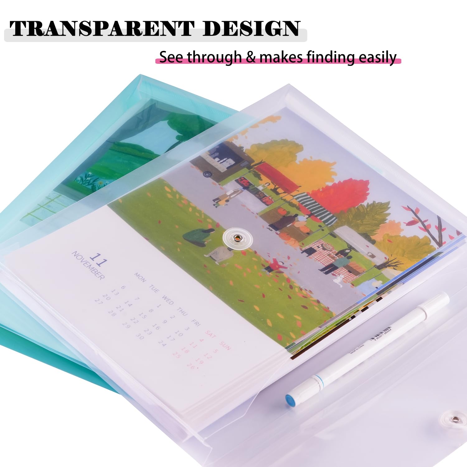 A4 Letter Size Plastic Poly Envelopes with Button & String Closure - 1-1/4