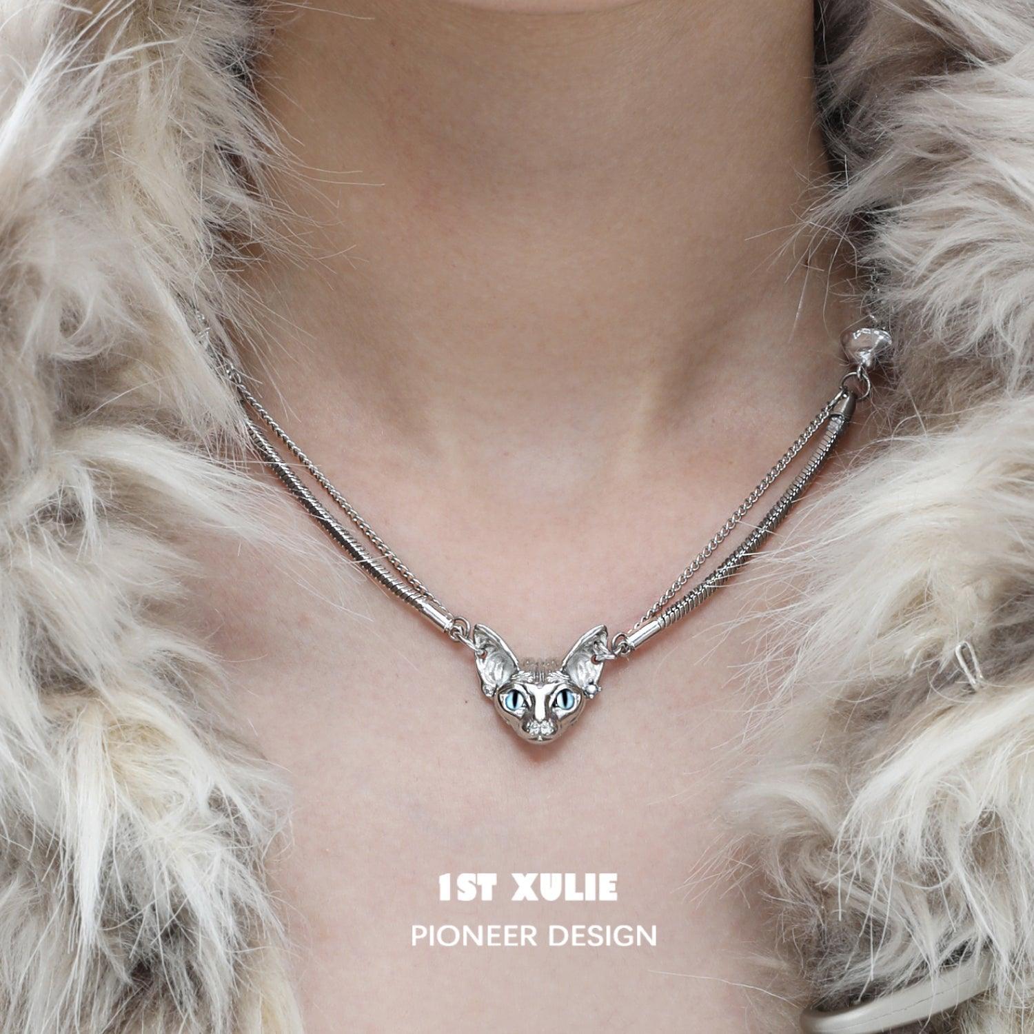 18k Platinum Plated Cat's Gaze Choker Necklace for Women - Elegant Fashion Jewelry Gift for Birthday, Anniversary & Valentine's Day