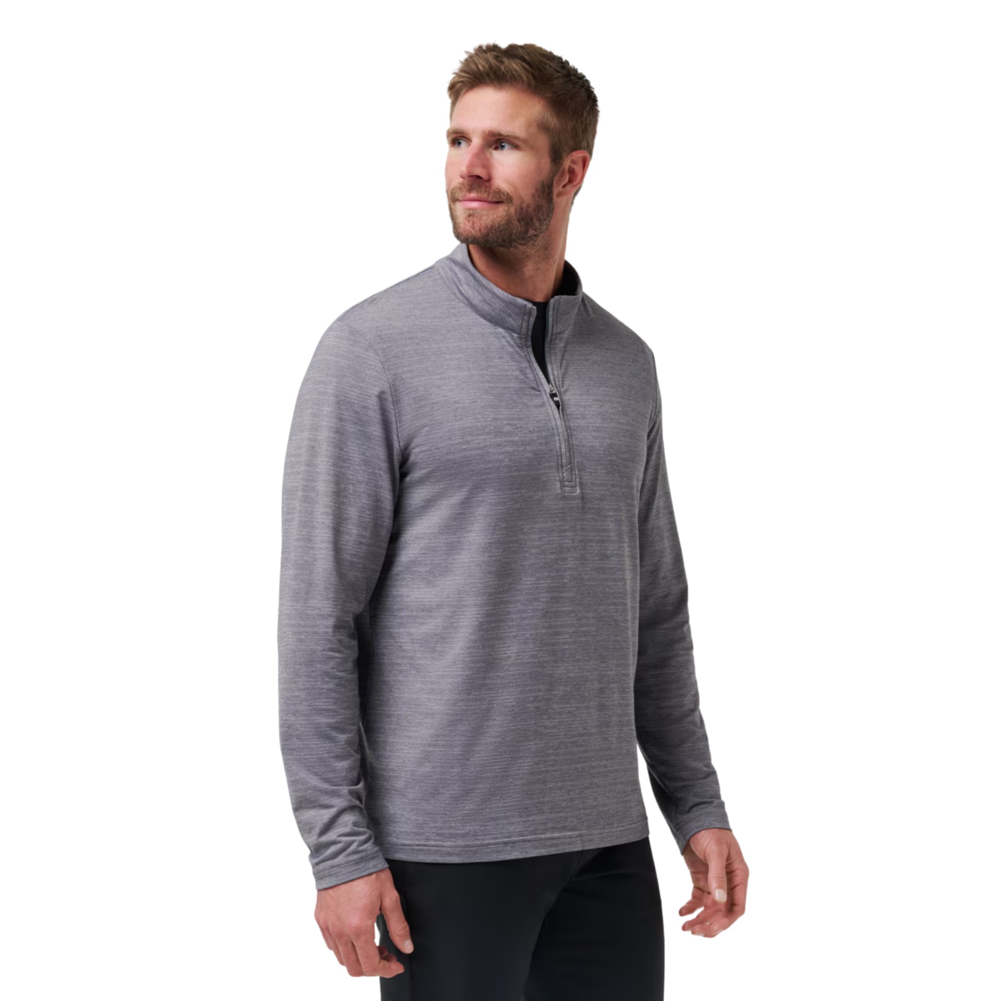 TravisMathew Men's The Heater Quarter Zip Long Sleeve Polo Shirt - Comfortable Golf & Casual Wear for Work & Outdoor Activities