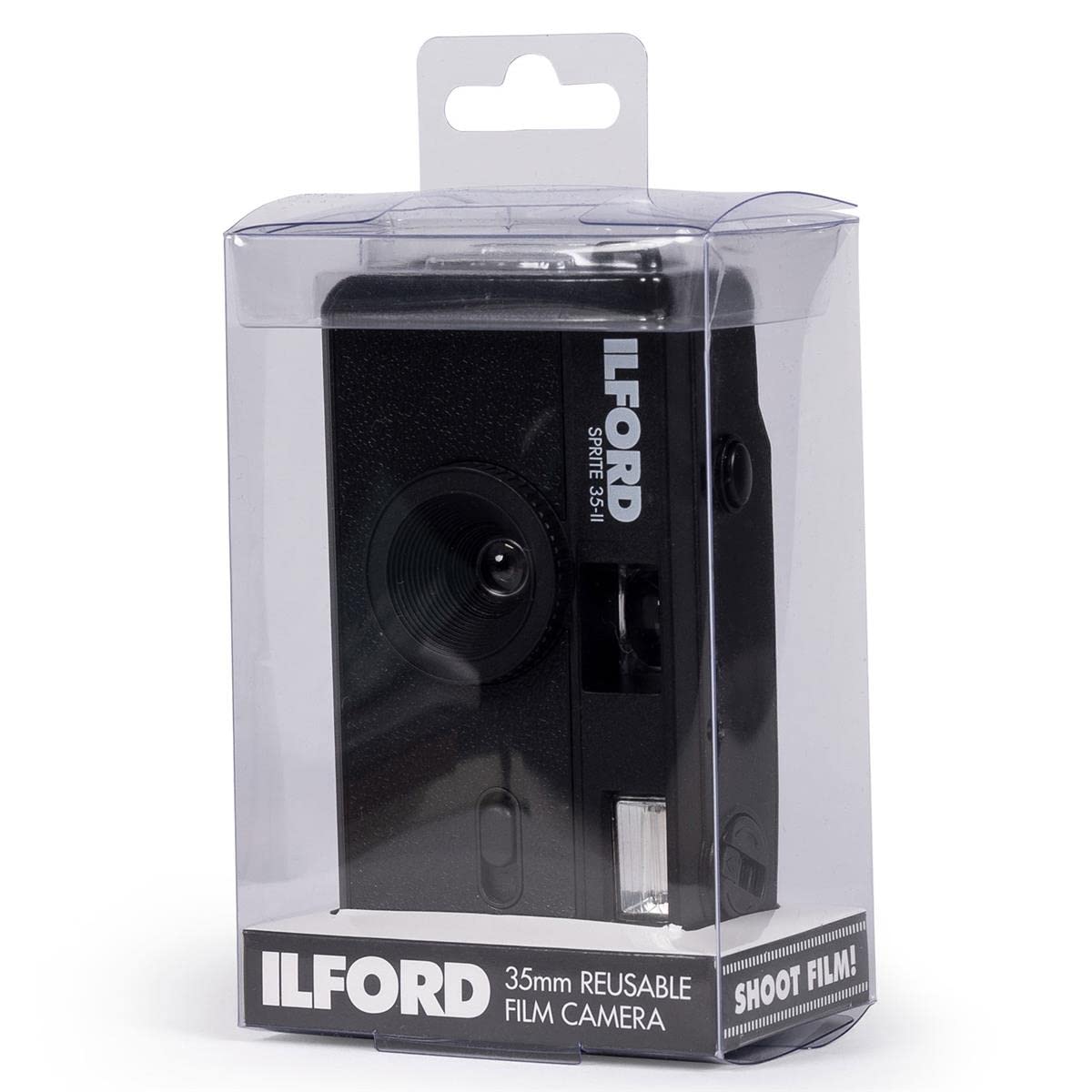 Ilford SPRITE 35 II Reusable 35mm Film Camera (Black) with HP5 Plus 24 Exposure Film - Perfect for Travel, Street Photography & Vintage Style Shooting