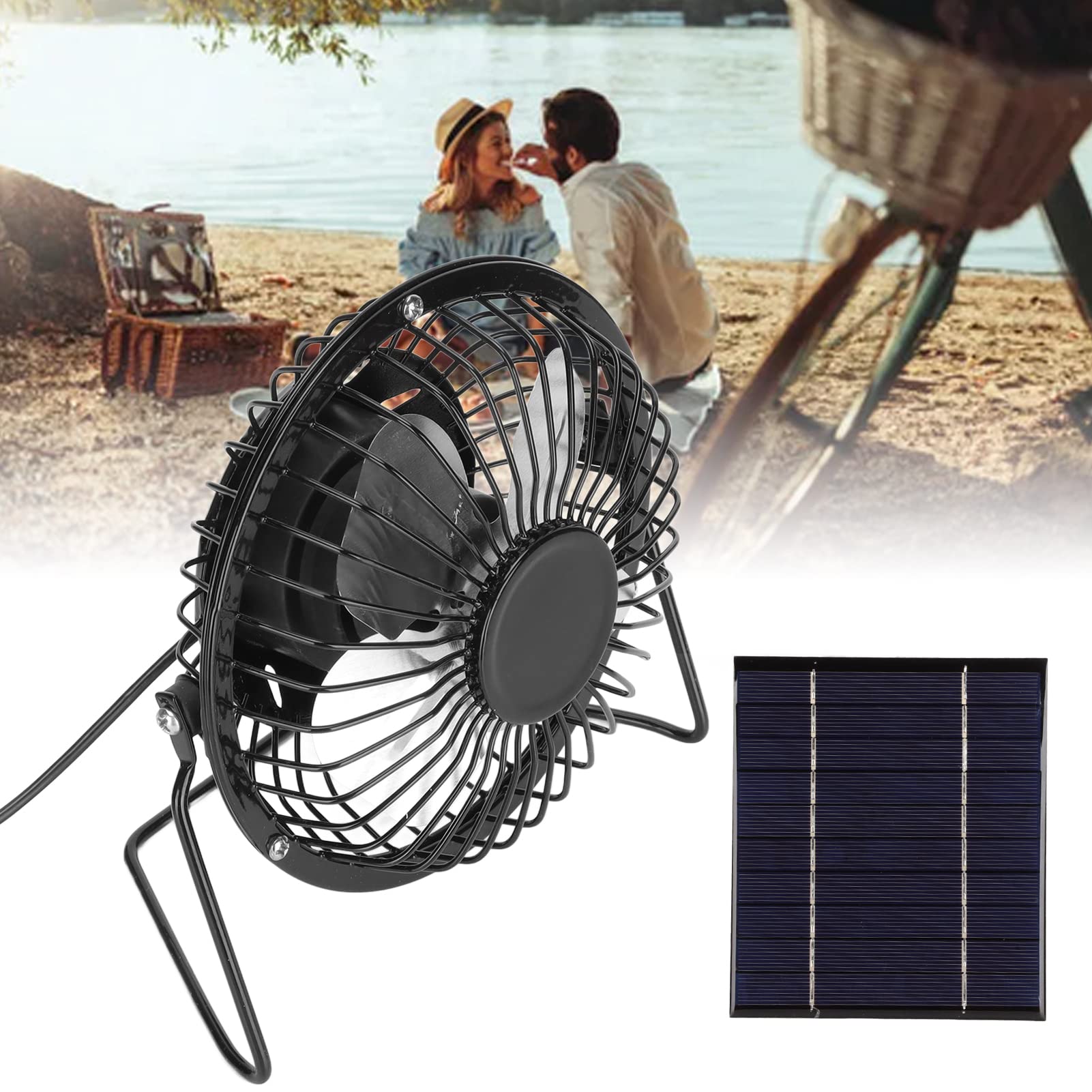 5V 2.5W USB Solar Powered Fan - Portable Mini Ventilator with Polysilicon Panel for Car, Attic, Greenhouse, Chicken Coop - Perfect for Outdoor Travel, Camping, Hiking & Picnic Adventures