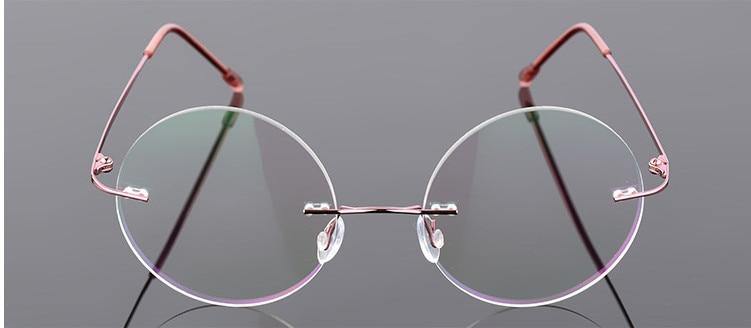 Steve Jobs Gandhi Harry Potter Style Foldable Ultra Light Blue Light Blocking Computer Glasses - Round Rimless Eyewear for Men & Women - Perfect for Office, Gaming & Screen Use