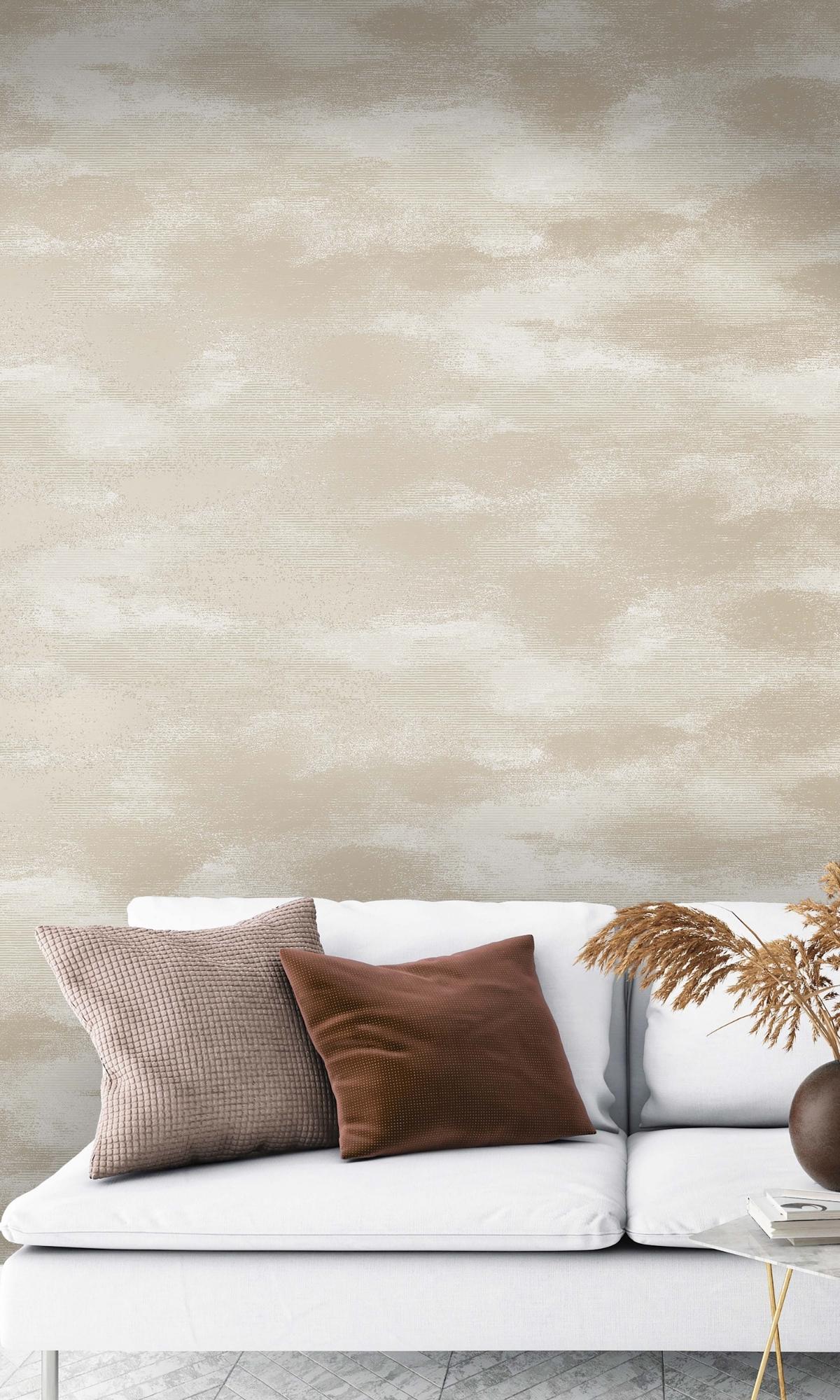 Beige Cloud-Like Metallic Textured Wallpaper R7702 - Premium Peel & Stick Self-Adhesive Wallpaper for Living Room, Bedroom, Office Decor