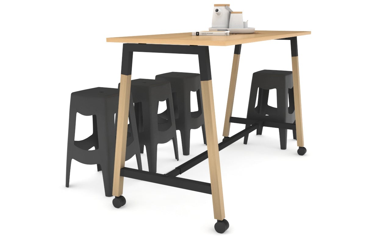 Sturdy Quadro A Legs Counter Table with Wooden Legs & Cross Beam - 925H Model [1800L x 700W] - Perfect for Restaurant, Bar, or Home Kitchen Countertops