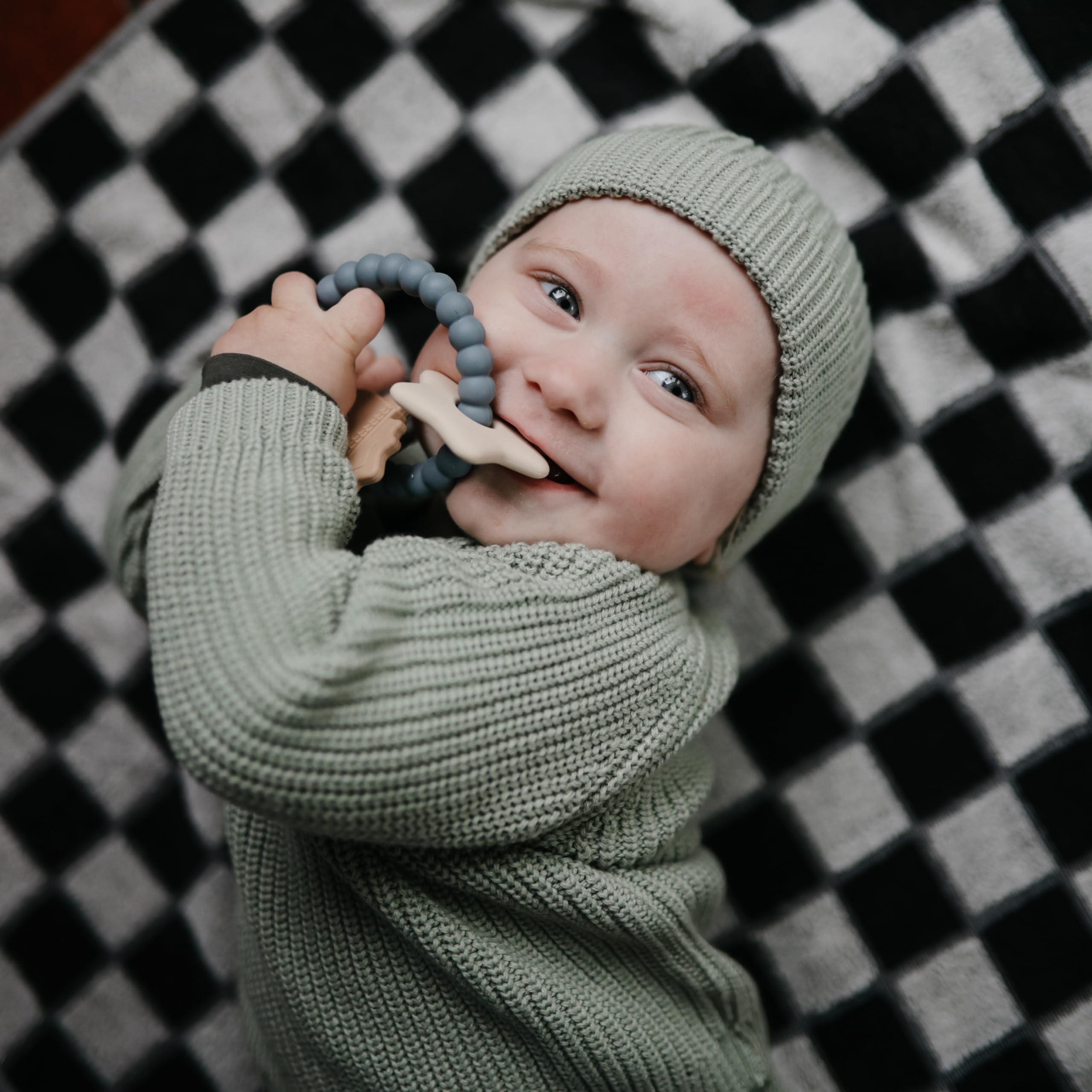 mushie Silicone Space Teether Ring - BPA-Free Baby Teething Toy for Soothing Sore Gums - Perfect for Infants & Toddlers (6+ Months) - Great for Home, Travel & Daycare Use