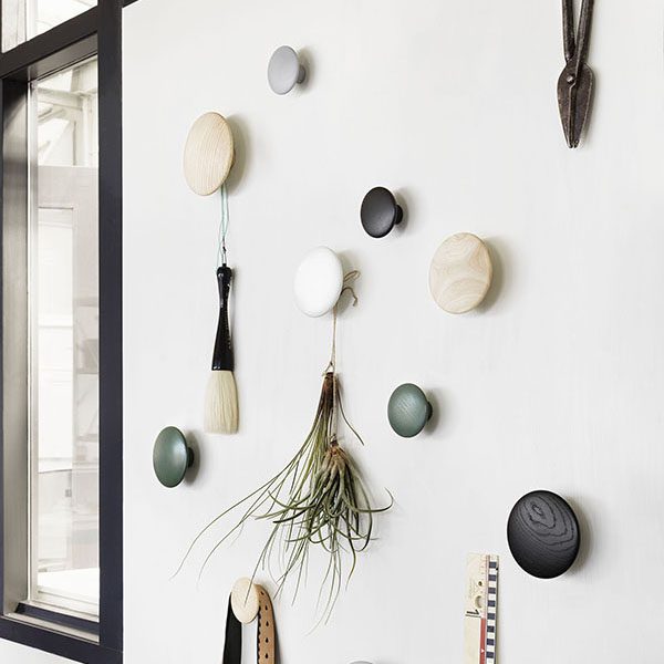 MUUTO The Dots Coat Hooks - Set of 5 Black Ash Wall Hooks for Entryway, Bedroom & Bathroom Organization | Modern Scandinavian Design Home Decor