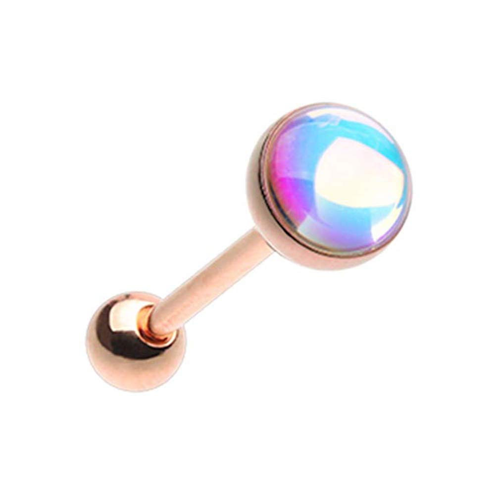 Rose Gold Illuminating Barbell Tongue Ring - Perfect for Piercing & Nightlife