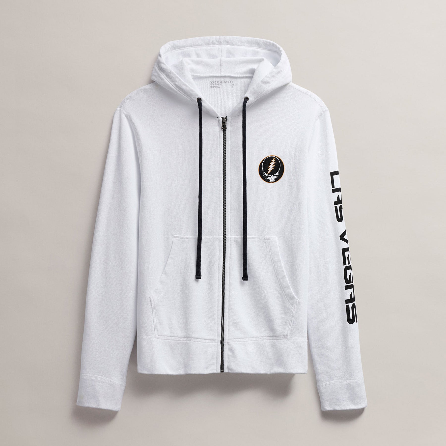 Grateful Dead Skull Full Zip Hoodie for Men - White & Cadmium - Casual Wear, Street Style, and Music Festival Outfit
