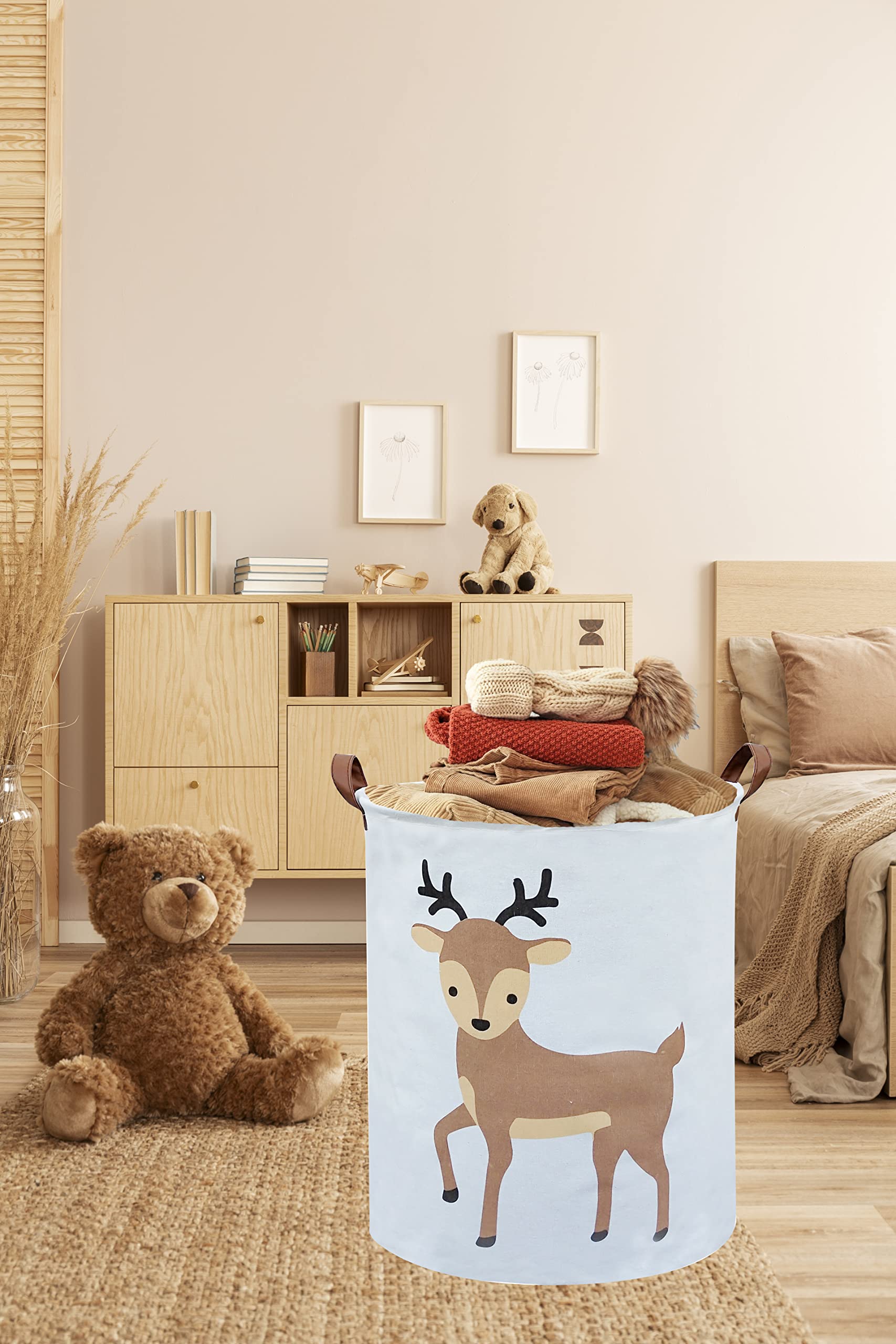 Collapsible Deer Laundry Hamper for Kids - Baby Storage Basket, Nursery Toy Organizer & Boys Room Decor | Perfect for Clothes, Toys & Nursery Organization