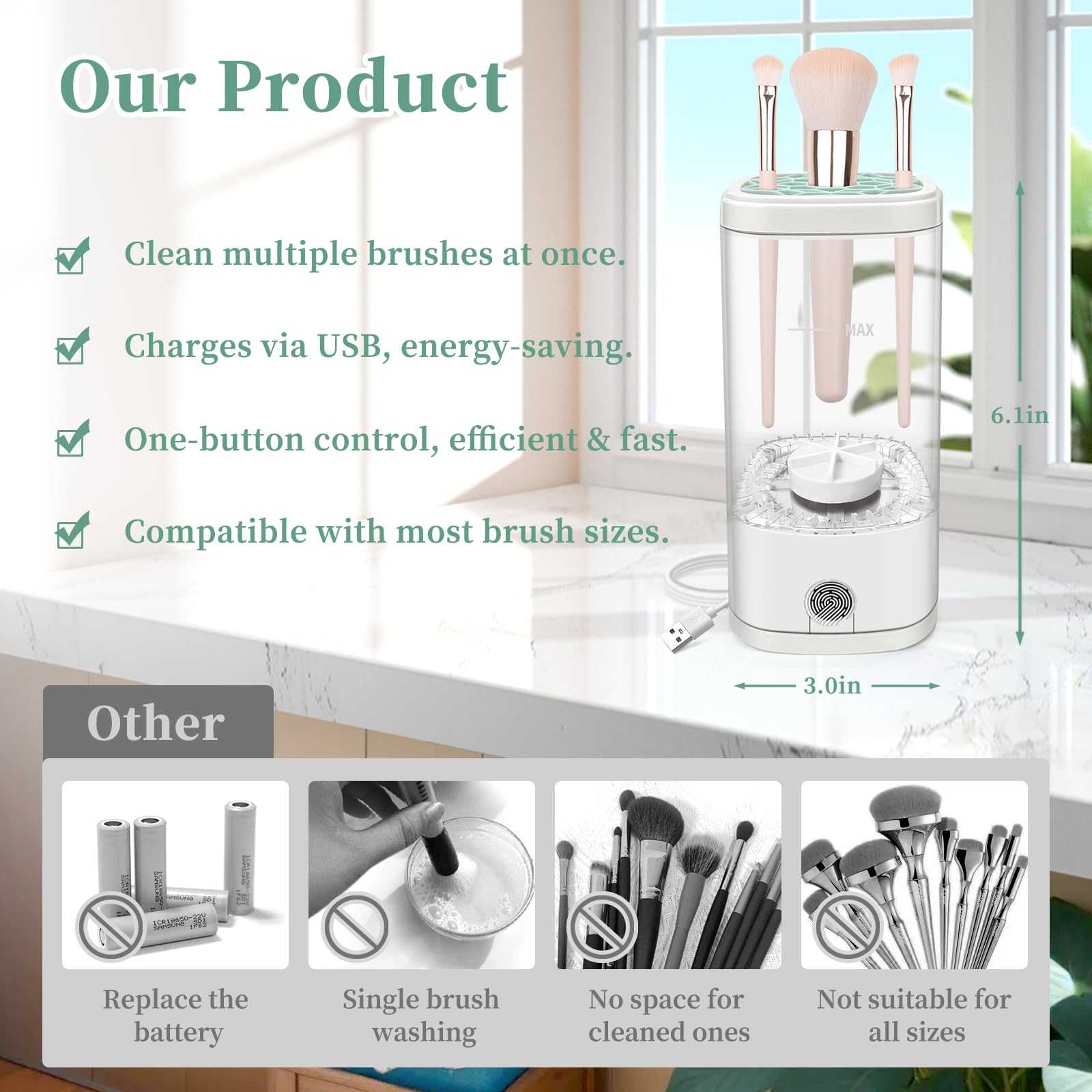 Electric Makeup Brush Cleaner Machine - Automatic & Efficient Cleaning for All Brush Types - Transparent Design - Perfect for Home & Salon Use