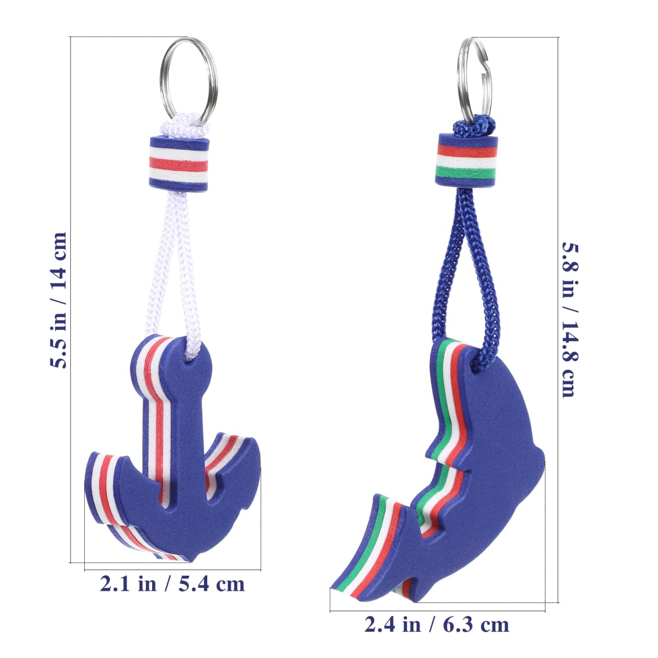 SEWACC 2Pcs Floating Keychains - Waterproof EVA Dolphin & Anchor Keyrings - Buoyant Boat Keys for Kayaking, Fishing, Boating & Water Sports - Perfect for Beach, Pool & Marine Activities
