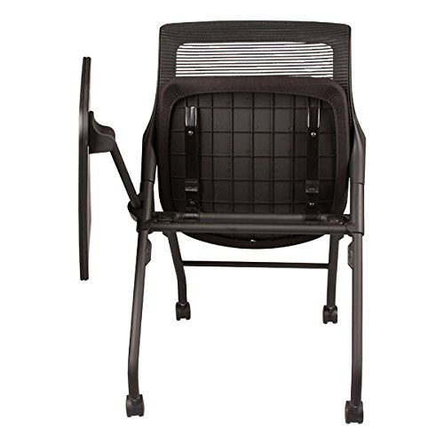 Learniture Mesh Tablet Arm Chair with Wheels - Ergonomic Office Conference Chair with Flip-Up Writing Tablet & Padded Seat - Black - Perfect for Home Office, Study, and Conference Rooms