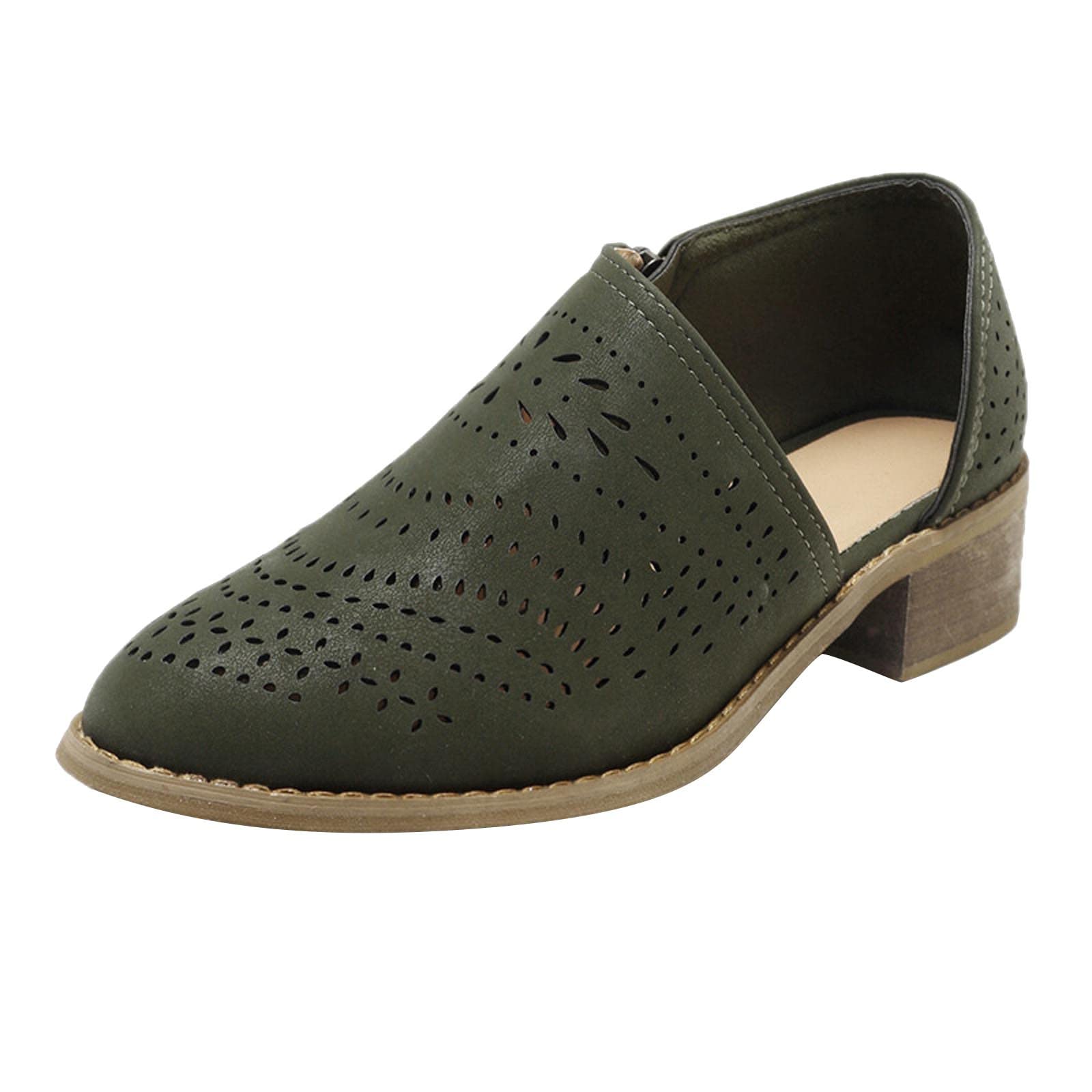 Women's Casual Slip-On Mules - Breathable Hollow Out Flat Shoes with Low Heel - Perfect for Walking, Office Wear & Comfortable Everyday Shoes