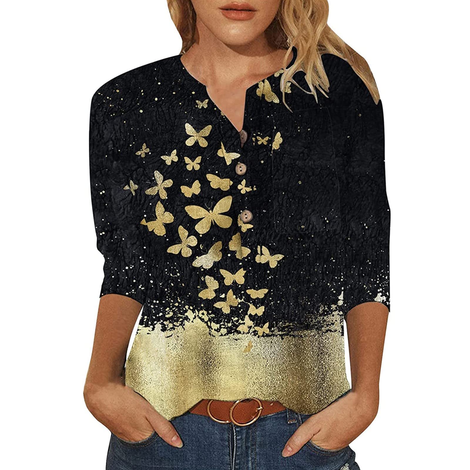 Women's Summer Tops - Short Sleeve V-Neck Twist Front Loose Fit Dolman Blouse | Casual & Dressy Sexy T-Shirt for Women | Perfect for Office, Date Night & Summer Outings