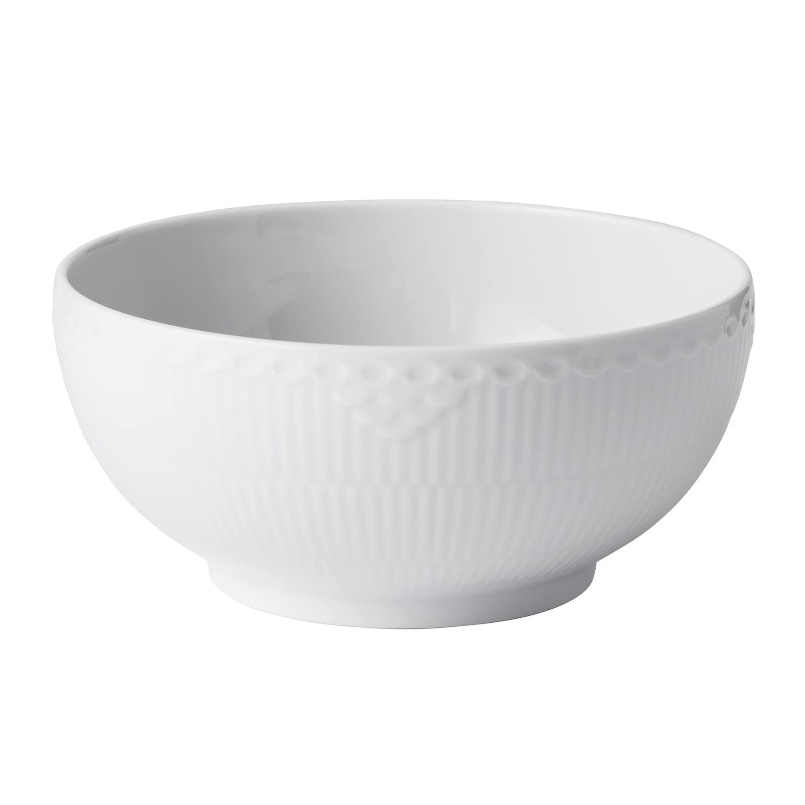 Royal Copenhagen 1028385 White Fluted Half Lace Bowl & Plate Set - 7.1 Inches (18 cm) Elegant Dinnerware for Weddings, Anniversaries & Special Occasions - Perfect Gift for Bridal Showers & Home Decor