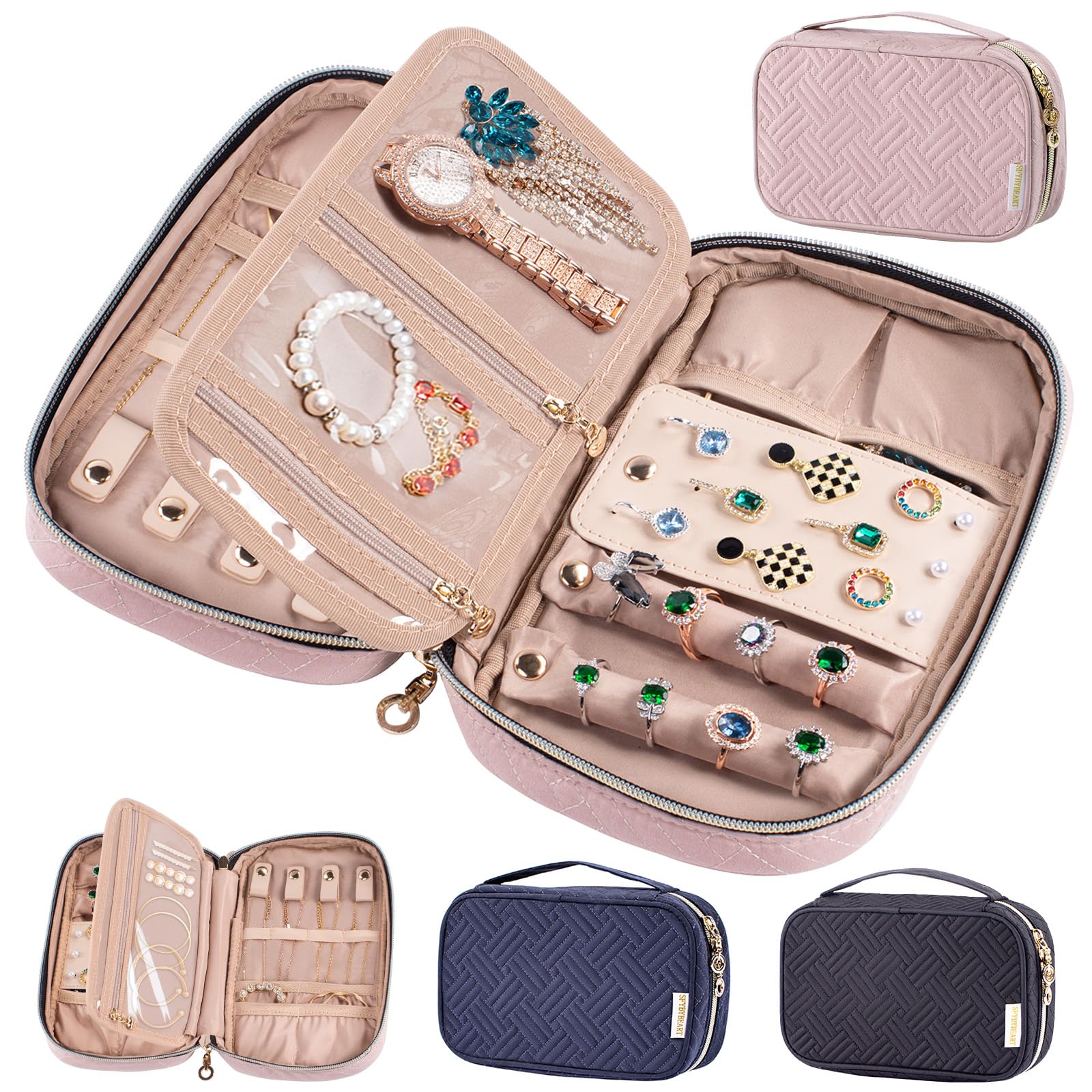 Premium Travel Jewelry Organizer Case - Tangle-Free Jewelry Holder for Necklaces, Earrings, Rings & Bracelets - Compact Jewelry Storage for Women - Perfect for Vacations, Business Trips & Daily Use