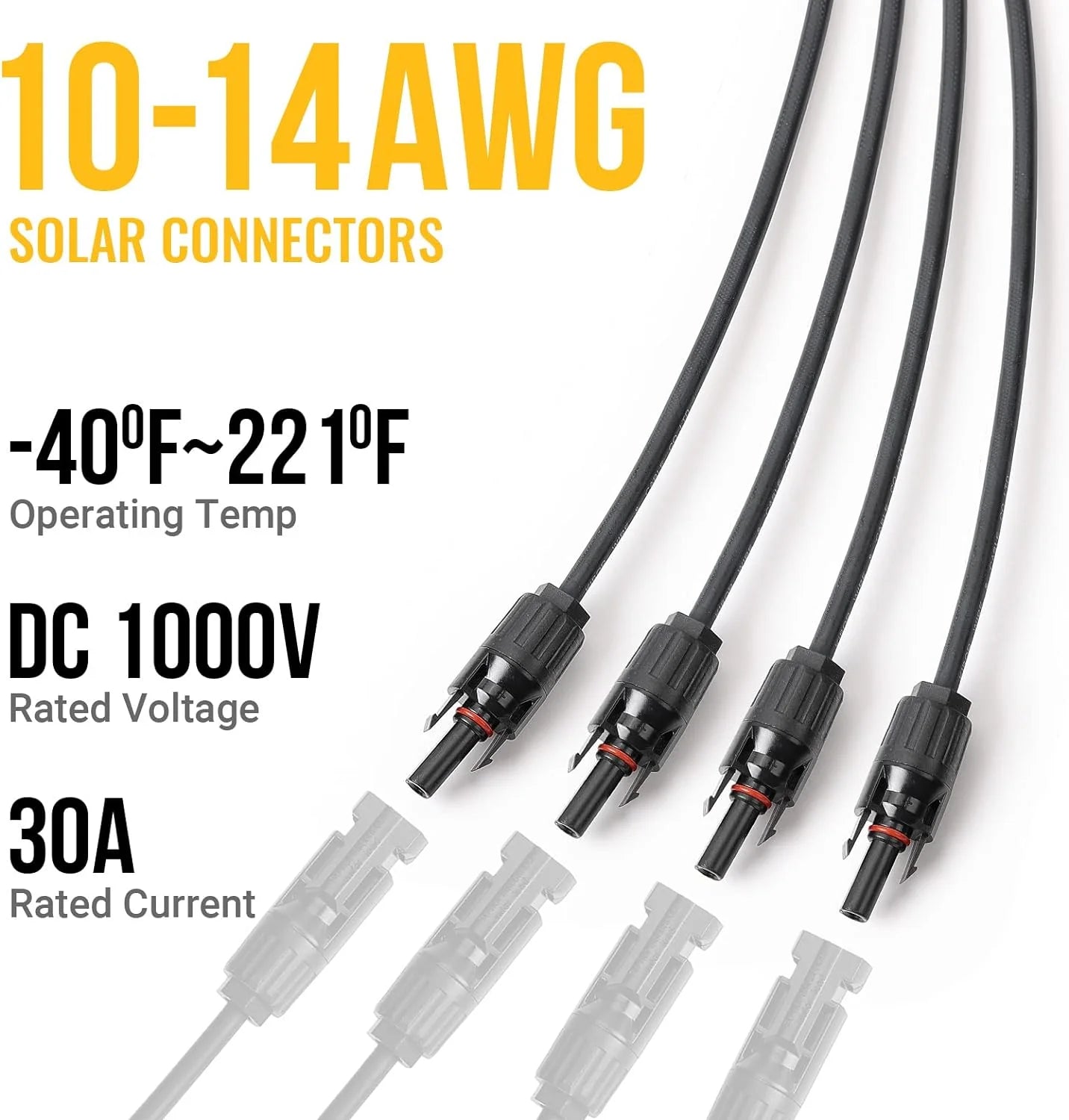 BougeRV 1 to 4 Solar Panel Parallel Connectors - High Efficiency Solar Cable Wire for RV, Boat, Off-Grid Power Systems - Perfect for Camping, Marine & Emergency Backup Power