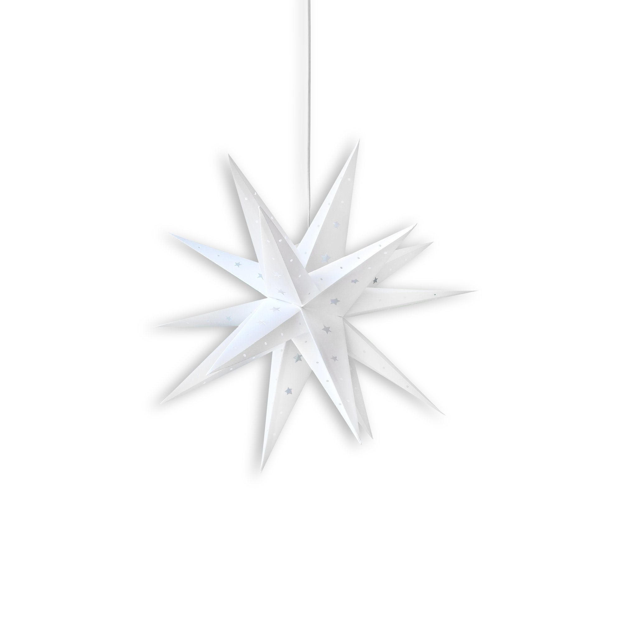 16 Inch White Moravian Star Lantern - Weatherproof Outdoor Hanging Decoration Light Shade for Christmas, Patio, Garden & Porch Decor