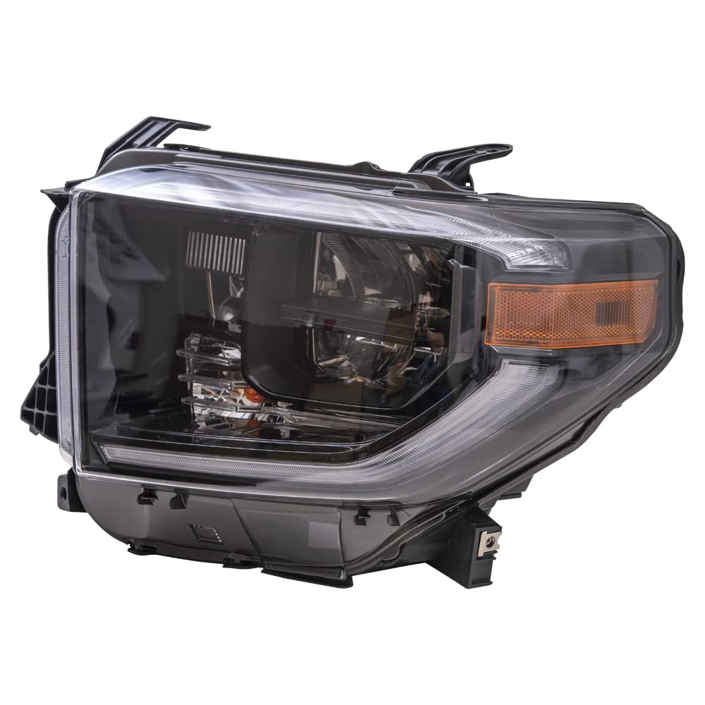 Brock Aftermarket Replacement LED Headlight Assembly - Left Driver Side with Smoked Chrome Accent for 2019-2021 Toyota Tundra | Durable Lighting Upgrade for Night Driving & Off-Road Adventures