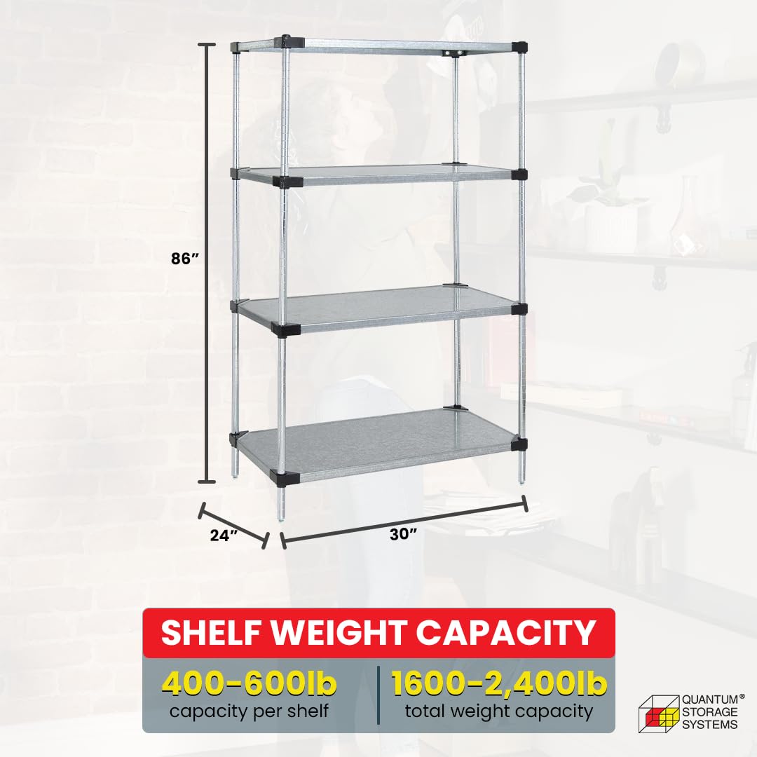 Quantum Storage Systems WR86-2430SG 4-Tier Galvanized Steel Shelving Unit - 86