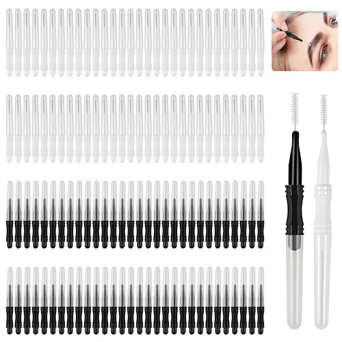 120Pcs Micro Brow Brushes with Cap - 2 Sizes for Eyebrow Lamination & Lash Extensions - Portable Makeup Tools