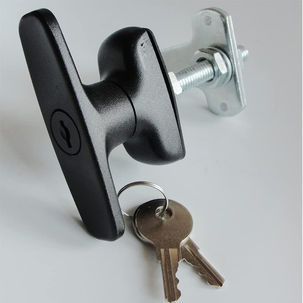 2PCS Heavy Duty T-Handle Lock Latch Kit - Secure Shed Door, Truck Cabinet, Garage & Camper Shell with Keys | Weatherproof Metal Lock for Outdoor Storage & RV Security
