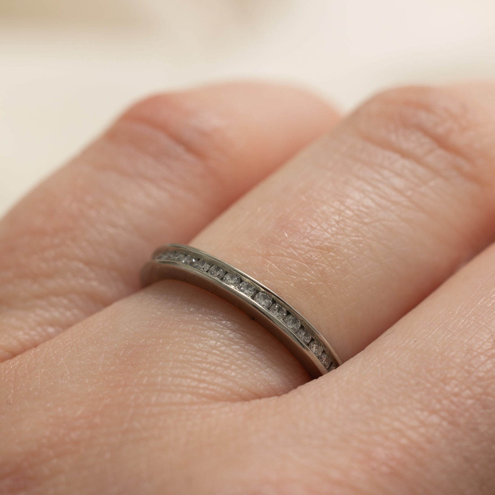 Channel Set Semi Eternity Diamond Wedding Band Ring - 0.06ctw Round Cut Diamonds, Size 5.75 - Perfect for Anniversary Gifts, Bridal Jewelry & Special Occasions