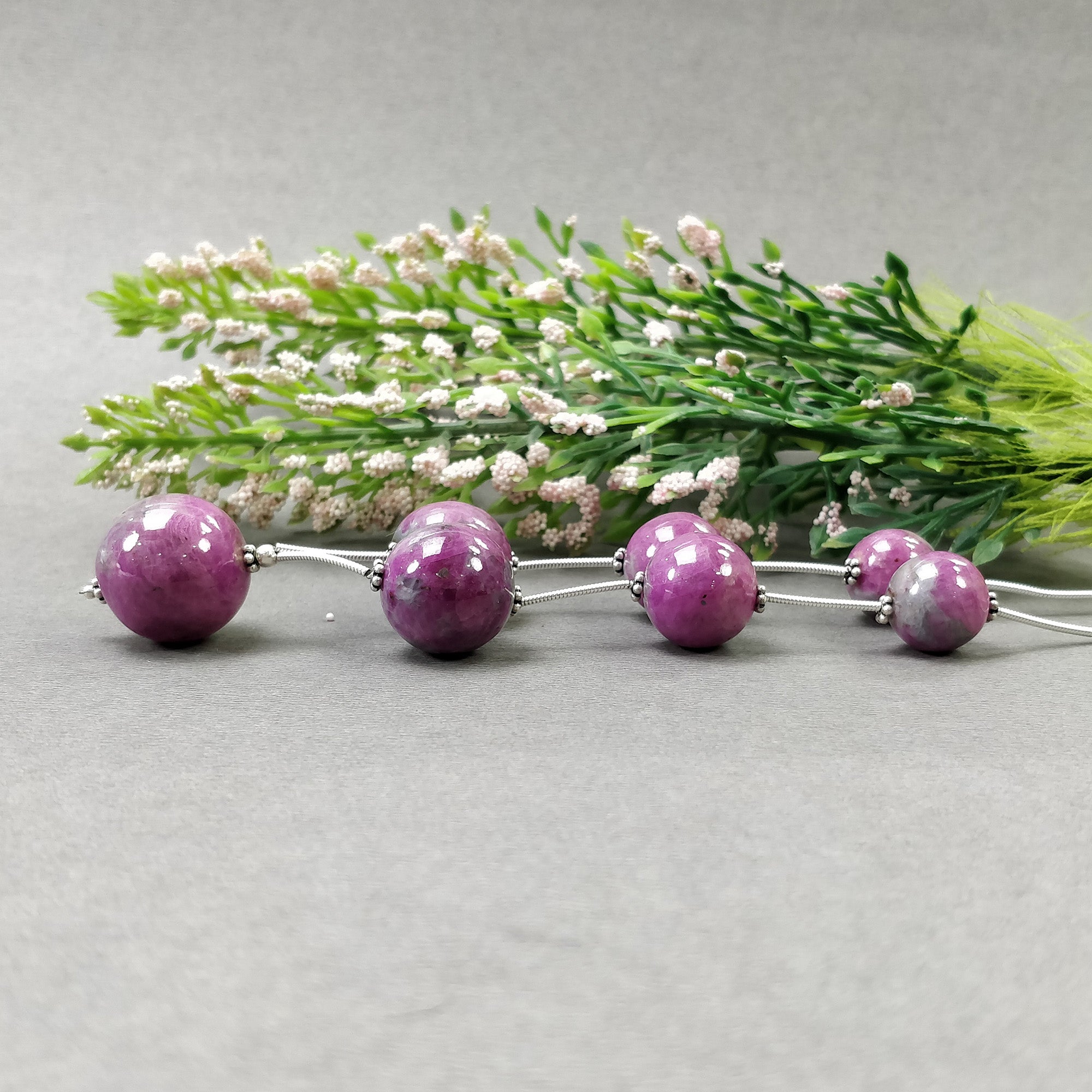 Natural Untreated Bi-Color Zoisite Ruby Loose Beads - 224.90cts (12mm-17.5mm) | High-Quality Gemstone Beads for Jewelry Making, DIY Crafts & Spiritual Healing