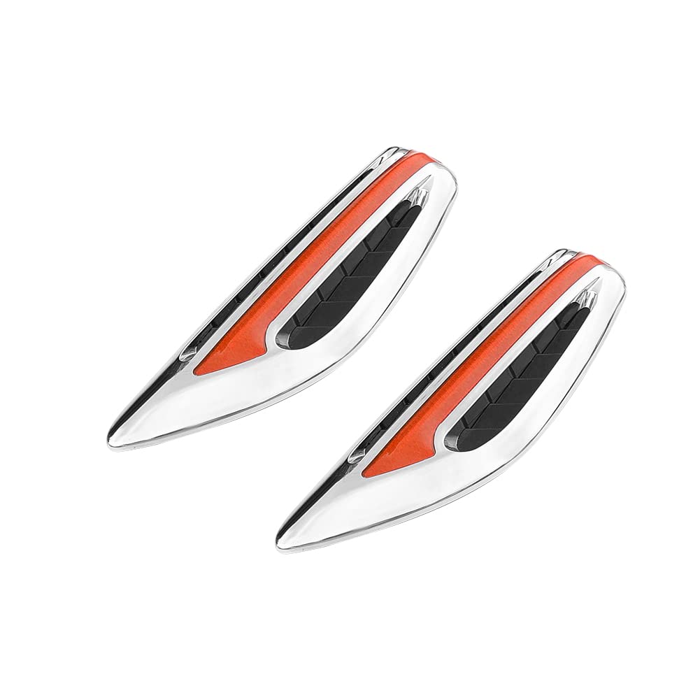 Universal Car Side Vents Stickers - 2PCS ABS Air Intake Flow Vent Cover Trim for Fender Decoration (Red) | Enhance Vehicle Style & Aerodynamic Look for Sports Cars & Tuner Vehicles