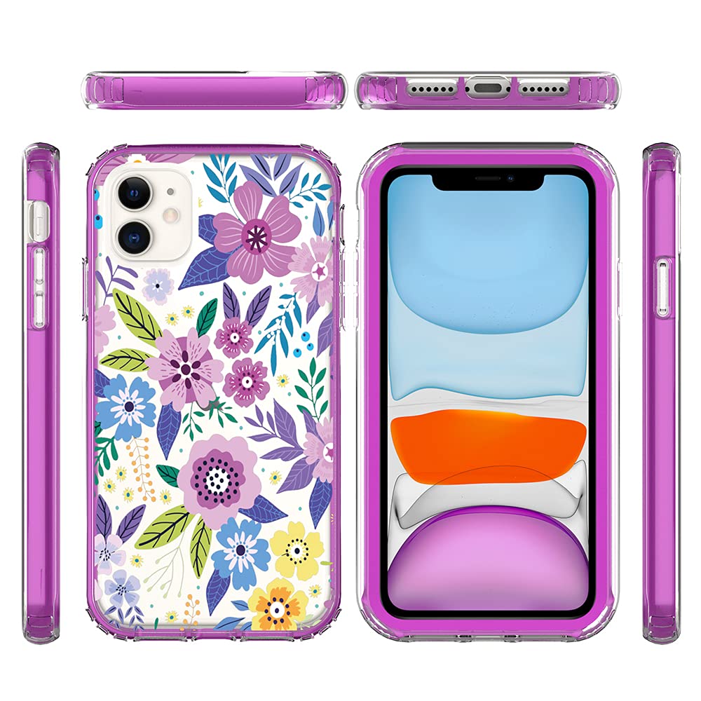 SOGA Hybrid Shockproof Phone Case for Apple iPhone 13 Pro Max - Purple Flower Design | Protective Cover for Everyday Use, Outdoor Activities & Travel