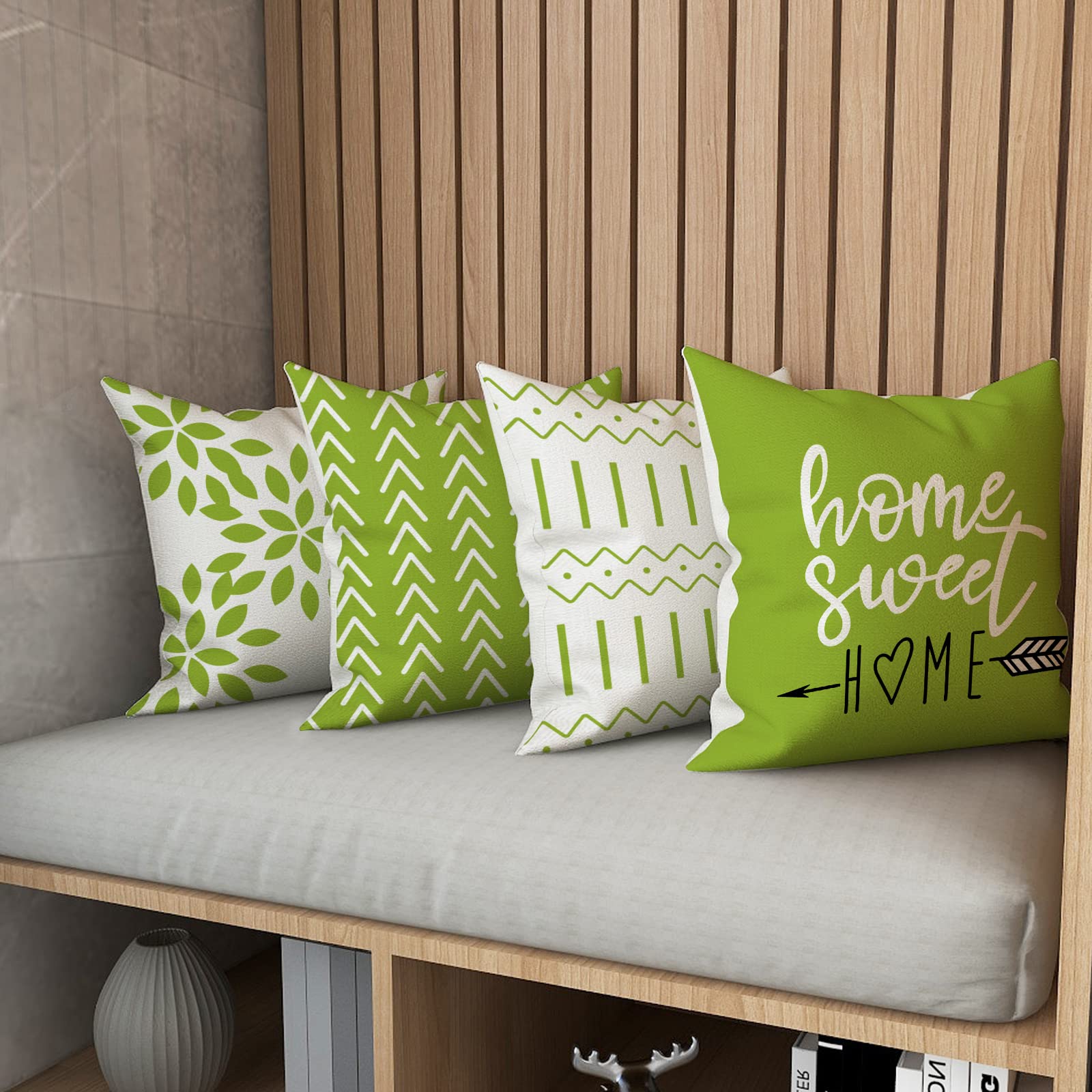 YCOLL 18x18 Inch Pillow Covers Set of 4 - Modern Linen Fabric Throw Pillow Cases for Sofa, Couch, Bed & Car - Decorative Sage Green Home Decor - Perfect for Living Room, Bedroom & Outdoor Use
