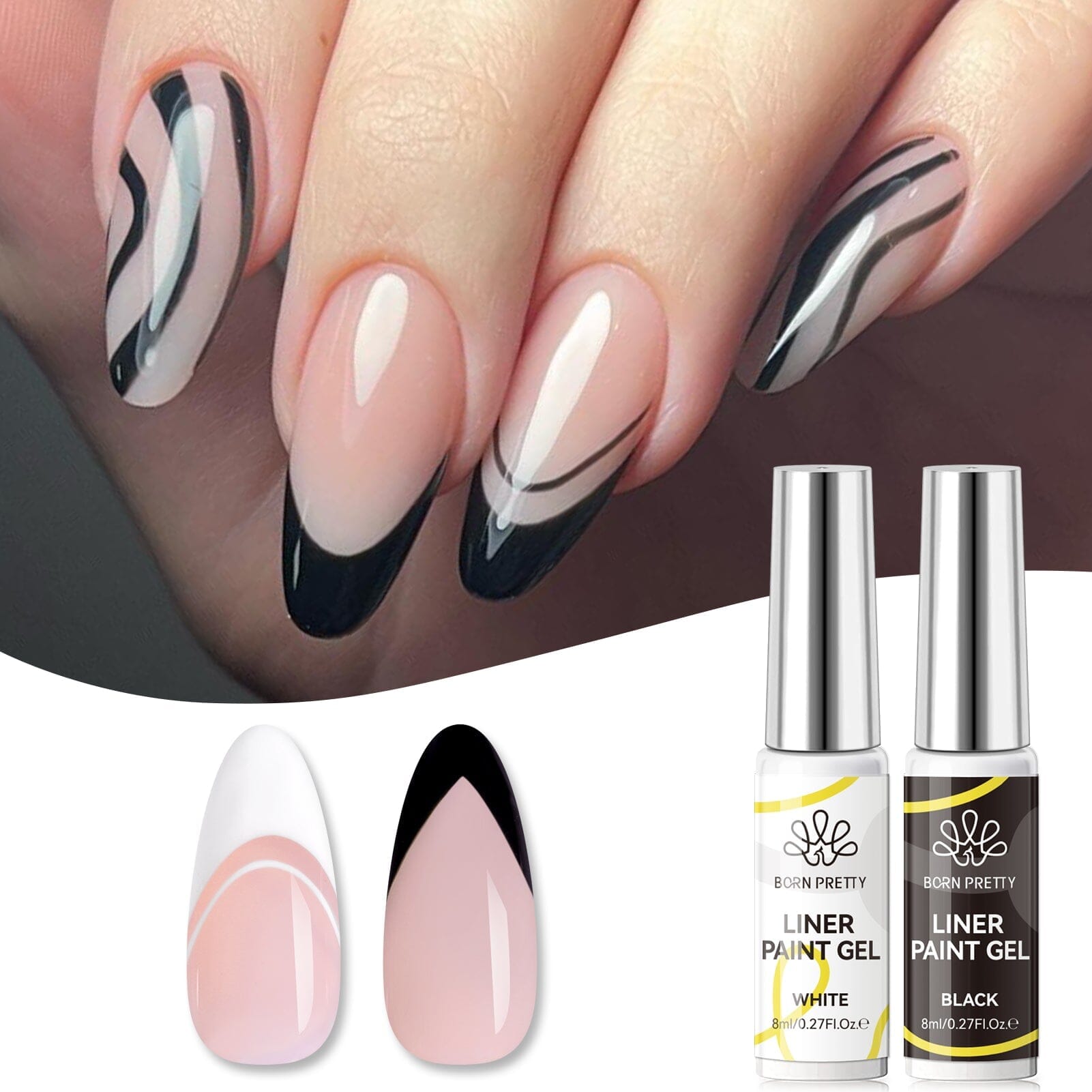 Black & White Eyeliner Paint Gel - 8ml Waterproof Smudge-Proof Long Lasting Makeup for Dramatic Eye Looks & Cosplay