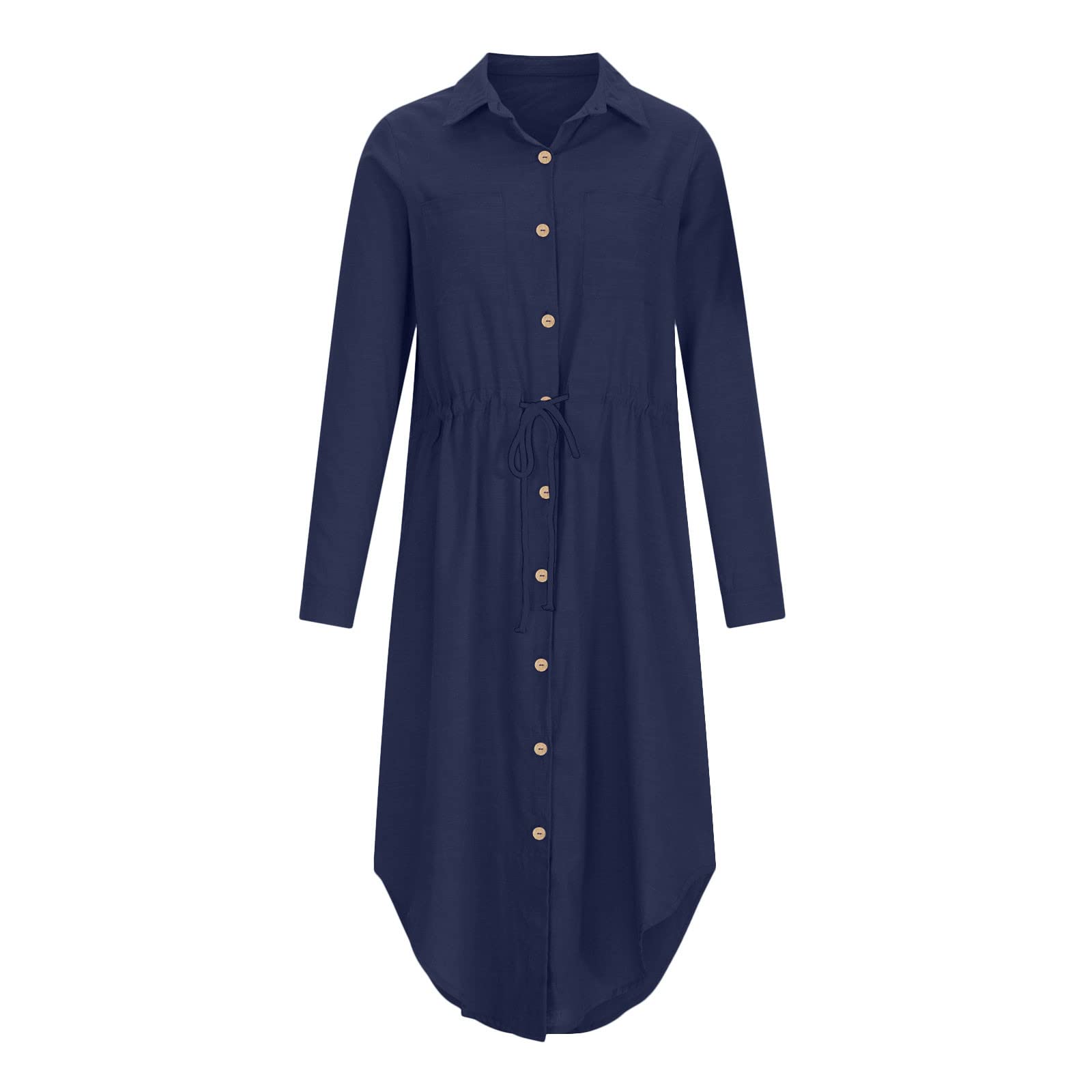 Women's Long Sleeve Linen Maxi Dress with Turtle Neck - 2024 Fashion Beach Cover Up, Hawaiian Shirt Style Cardigan for Summer Vacation, Date Night & Casual Outings