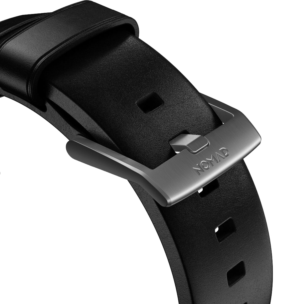 Nomad Modern Band for Apple Watch 40mm/41mm - Silver Hardware with Black Horween Leather | Premium Replacement Strap for Workout, Office & Everyday Wear