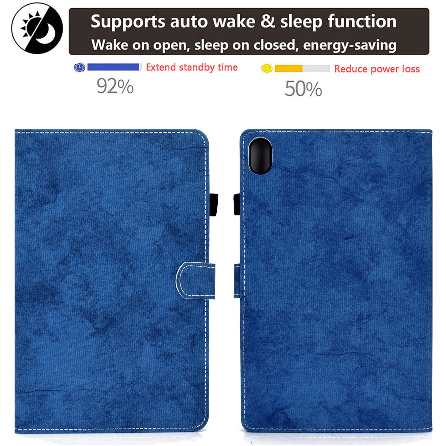 iPad 10th Generation Case 10.9 Inch (2022 Model) - Magnetic Protective Wallet Folio Cover with Pencil Holder, Card Pocket & Stand | Shockproof Soft TPU Back | Blue Marble Design | Perfect for Work, Travel & School Use