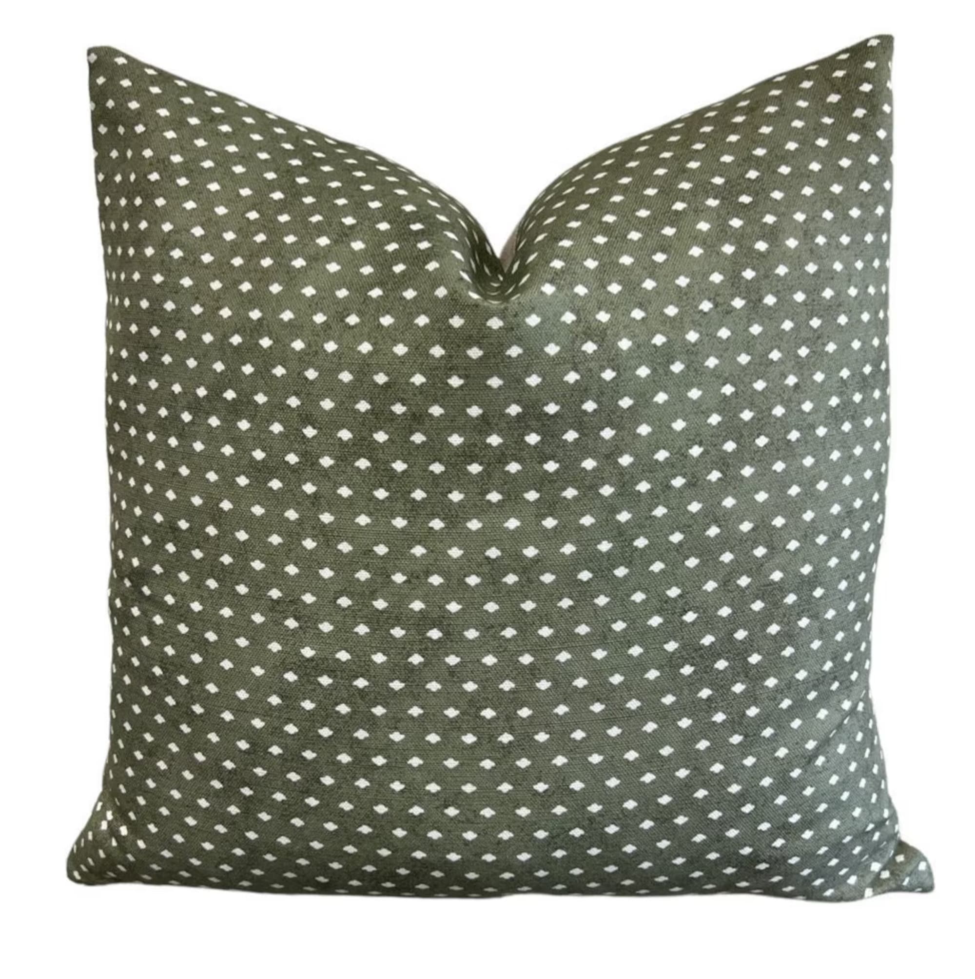 READY TO SHIP Designer Throw Pillows - Maresca Calico Dot Pattern in Willow Green | Perfect for Sofa, Bedroom & Home Decor