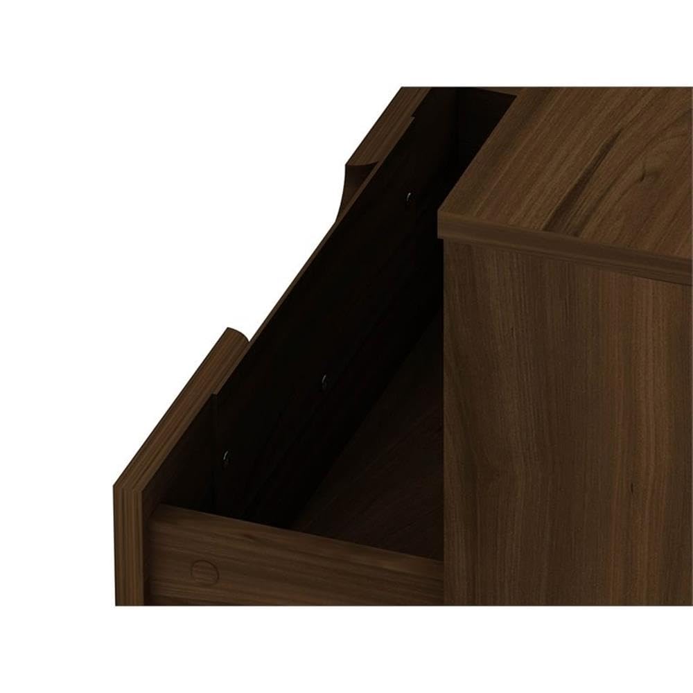 Mid Century Modern Nightstands Set of 2 - Manhattan Comfort Rockefeller Bedside Tables with Drawer & Cubby Storage, Brown Wood Bedroom Furniture for Master Bedroom, Guest Room or Living Room - Perfect for Storing Books, Lamps & Bedside Essentials