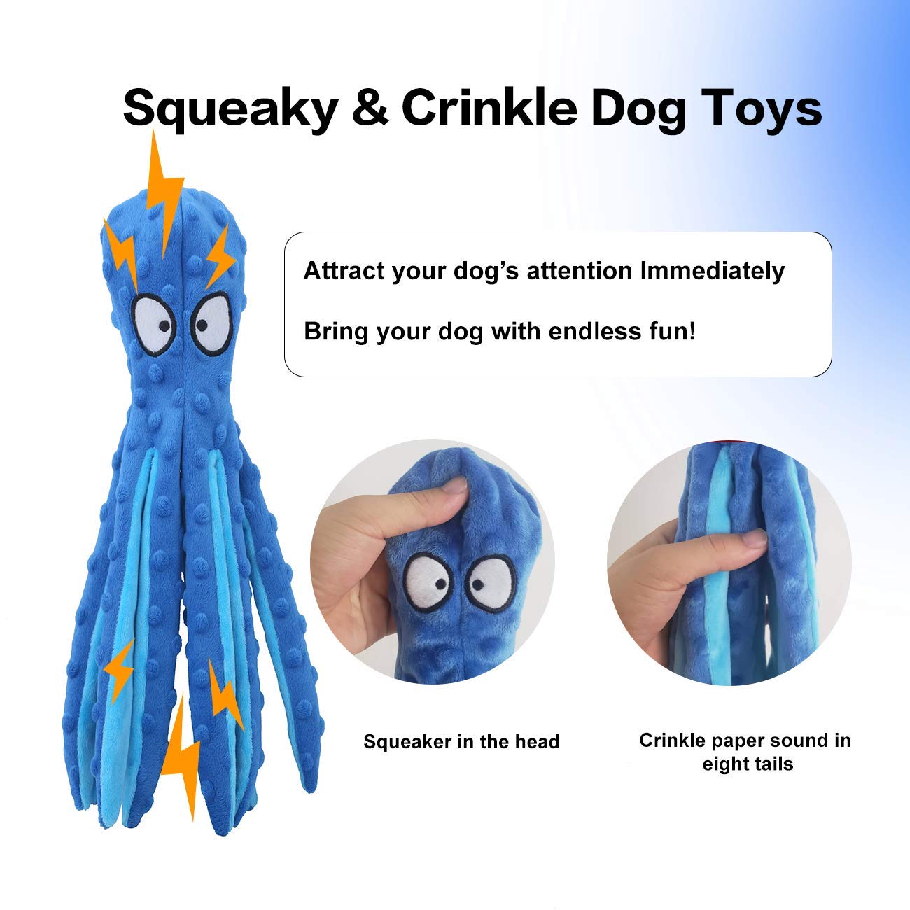 Durable Octopus Squeaky Dog Toys - No Stuffing Crinkle Plush Chew Toys for Puppy Teething, Interactive Play for Small, Medium & Large Dogs - Training & Boredom Relief - 2 Pack - Perfect for Indoor Play & Outdoor Adventures