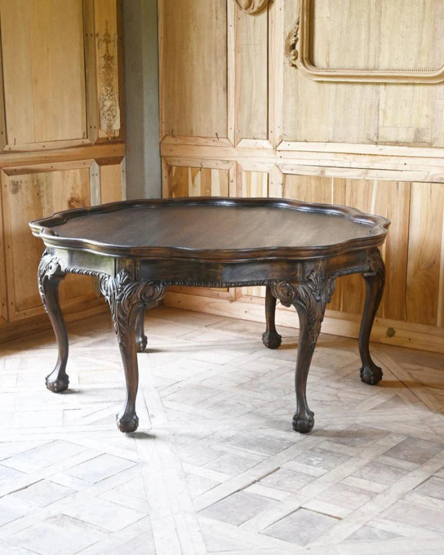 Hand Carved Solid Wood Coffee Table - Rustic Farmhouse Style Center Table for Living Room, Perfect for Home Decor & Entertaining Guests
