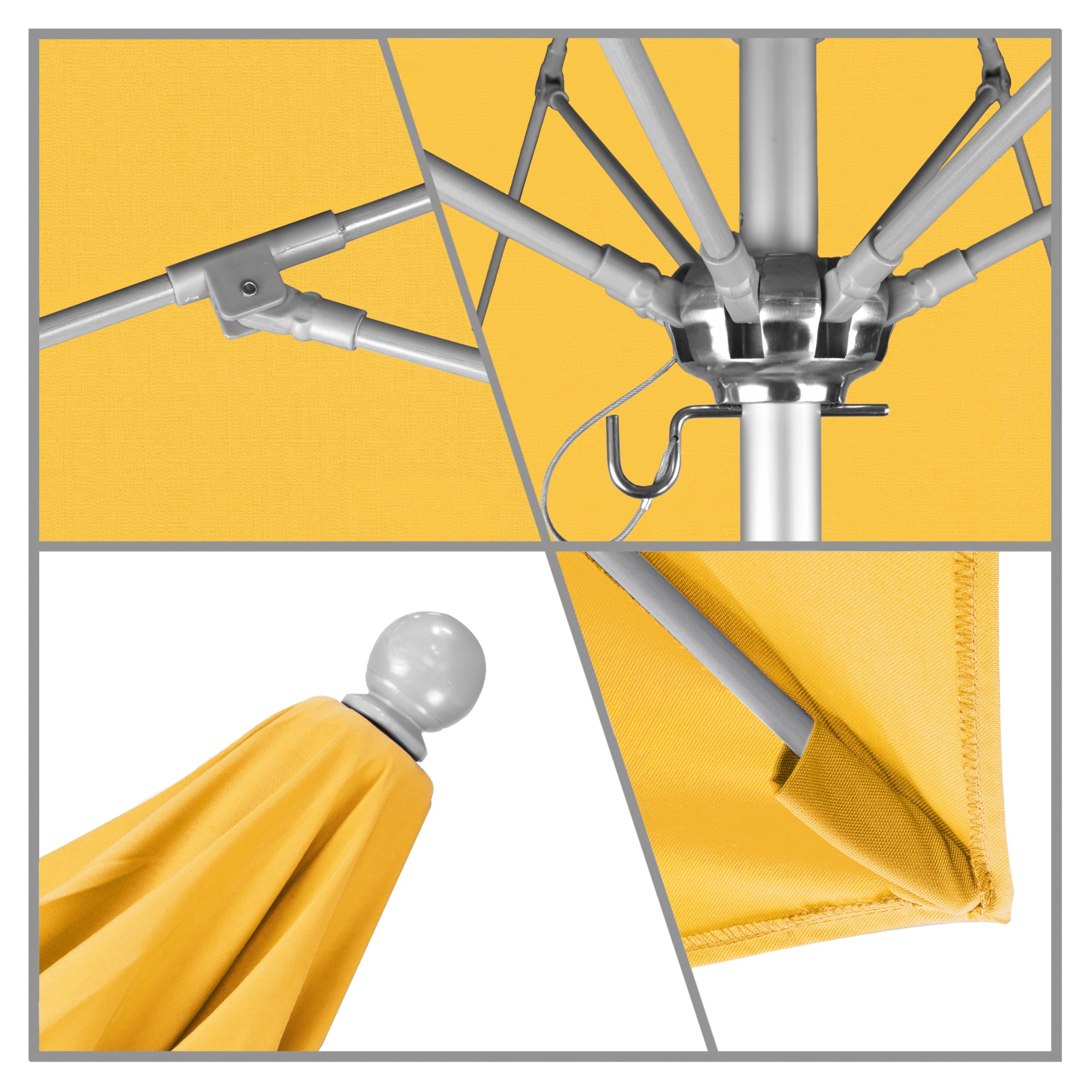 California Umbrella 9' Round Outdoor Patio Umbrella - Aluminum/Fiberglass Frame with Push Button Open, Silver Pole & Durable Olefin Fabric - Perfect for Poolside, Backyard, and Garden Relaxation