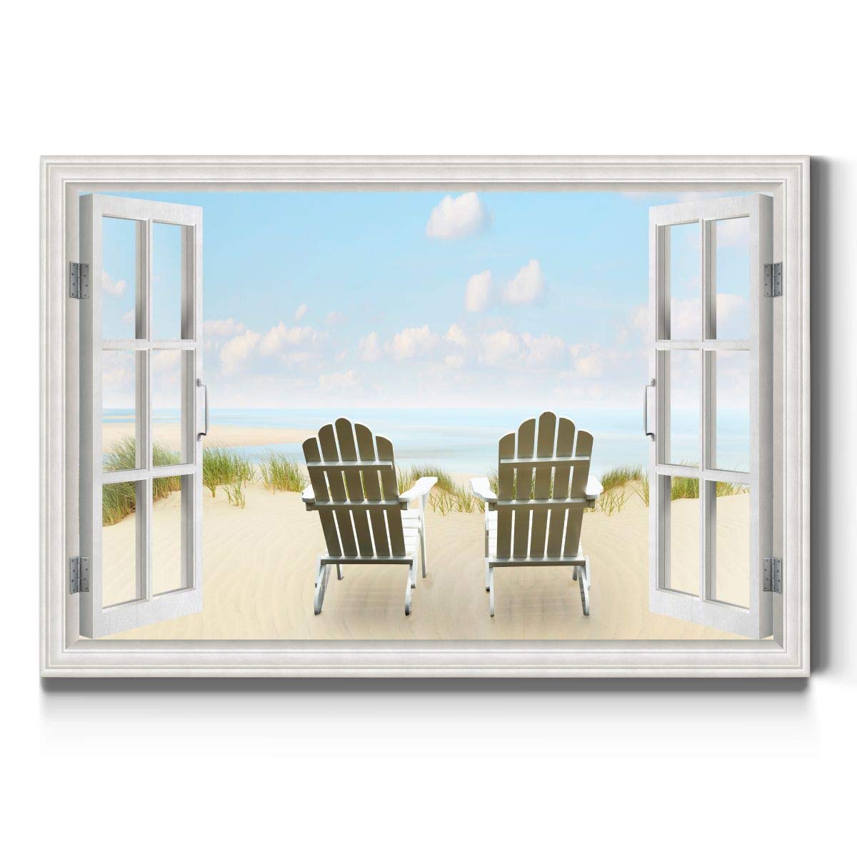 Premium Giclee Print Art - Stunning Window View Landscape Painting (8x12 Inches) | Beachscape Wall Decor | Ready to Hang Vacation Gift for Home & Office | Perfect for Living Room, Bedroom & Coastal Themed Spaces