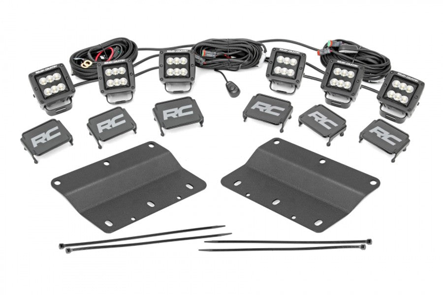 Ford Bronco Rough Country Triple 2in Cube Fog Light Mount Kit - Black Pair for Off-Roading & Night Driving | Perfect for Trail Adventures & Enhanced Visibility