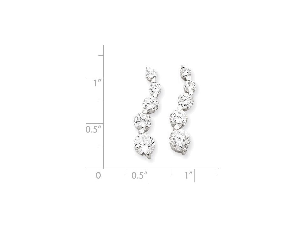 Sterling Silver Cubic Zirconia Journey Earrings for Women - Elegant Dangle Drop Earrings for Party, Wedding & Everyday Wear