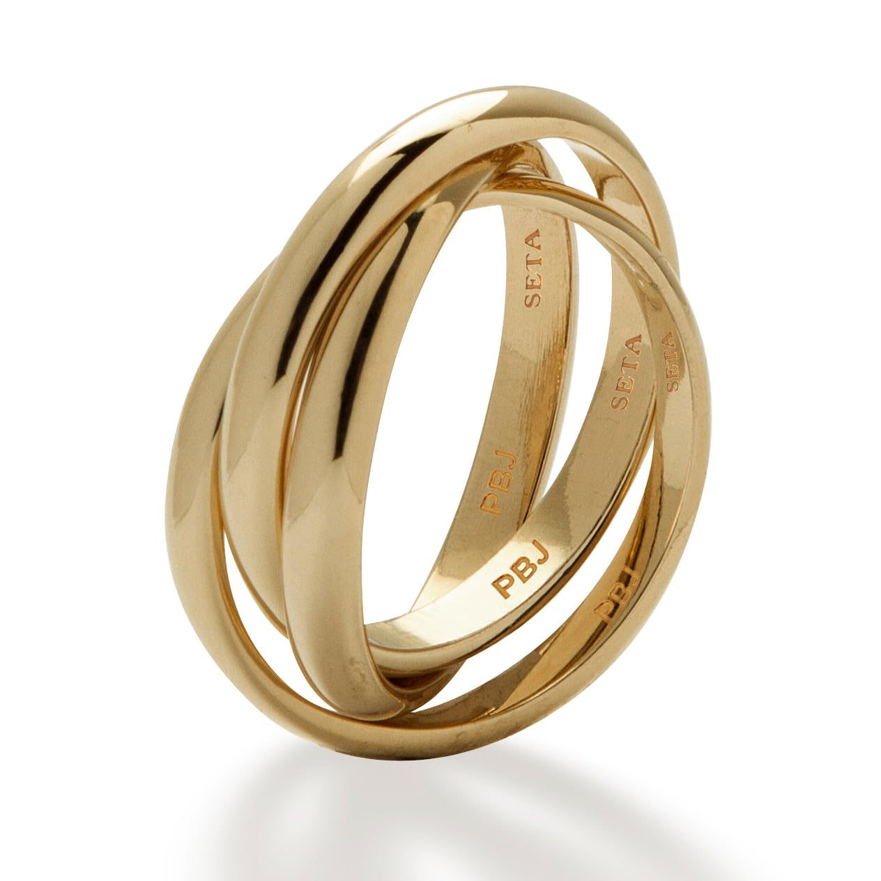 14K Yellow Gold Plated Triple Band Crossover Ring for Women - Elegant Rolling Design - Perfect for Weddings, Parties & Everyday Wear - Palm Beach Jewelry Collection