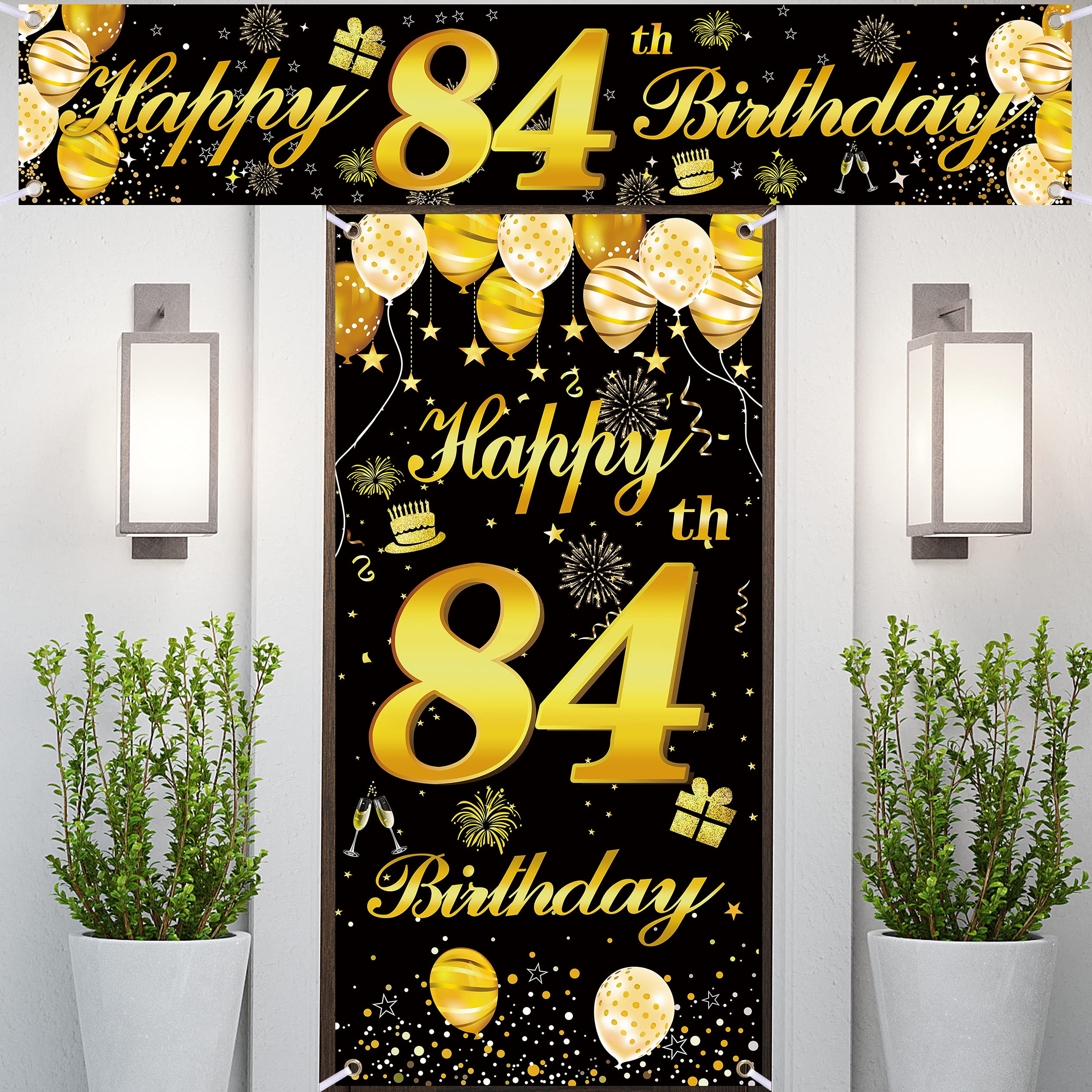 84th Happy Birthday Door Banner - Birthday Party Decorations for Men, Women & Adults - Large Birthday Backdrop for Outdoor & Indoor Celebrations - Perfect for Home, Office & Special Events