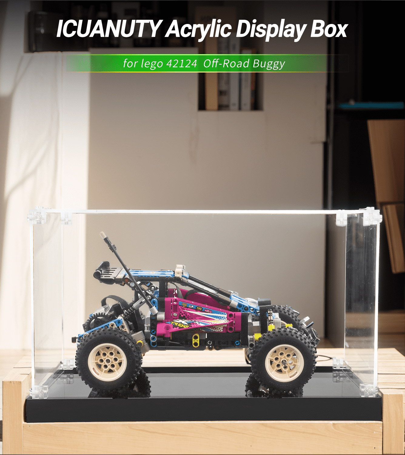 LEGO Technic Off Road Buggy 42124 Display Case - Clear Acrylic Protection for Collectible Model Car - Perfect for Showcase, Dust Protection & Home Decor