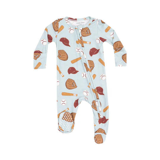 Bamboo 2-Way Zipper Footie Pajamas for Boys & Girls - Soft Baseball-Themed Sleepwear for Kids - Perfect for Bedtime & Lounging