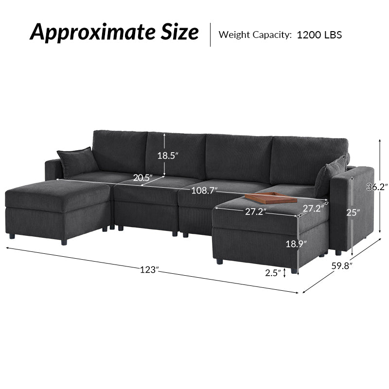 Amando Soft Storage Sectional Sofa - Modern L-Shaped Couch with Hidden Storage | Perfect for Small Spaces, Living Room & Apartment | Comfortable & Stylish Home Furniture