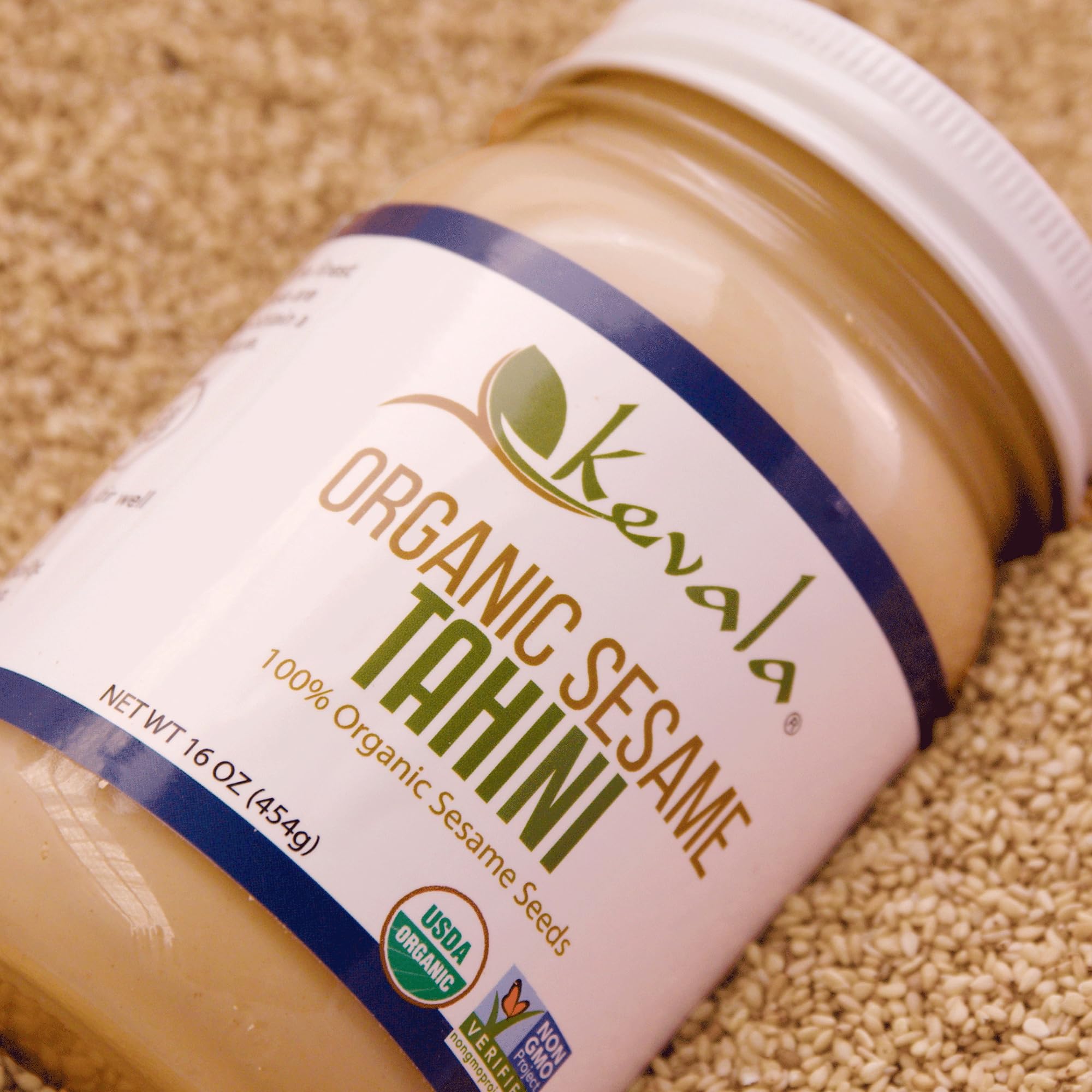 Kevala Organic Sesame Tahini - Premium Non-GMO Tahini Paste for Hummus, Vegan Butter Substitute, Gluten-Free Snacks | Bulk 36 lb | Perfect for Middle Eastern Cooking, Salad Dressings & Healthy Smoothies