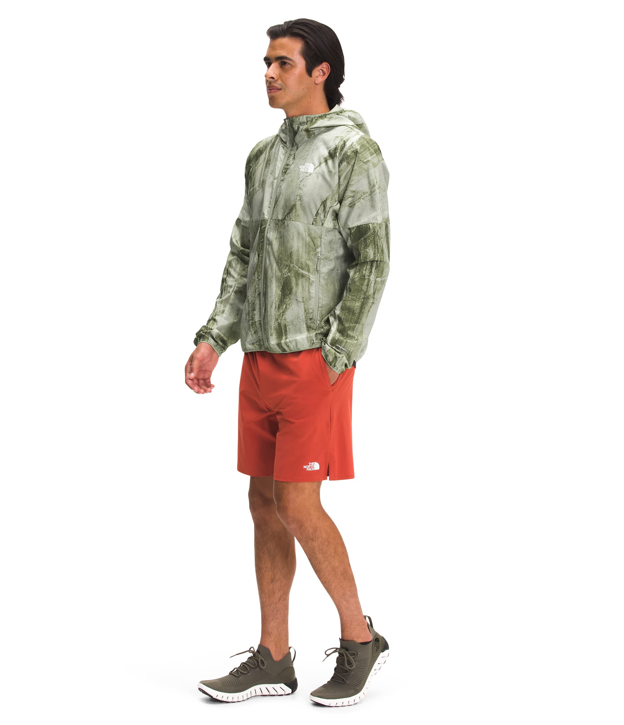 THE NORTH FACE Men's Lightweight Printed Hoodie - Tea Green Granitic Rock Design, Breathable & Comfortable Pullover for Hiking, Camping & Outdoor Activities (Size Large)